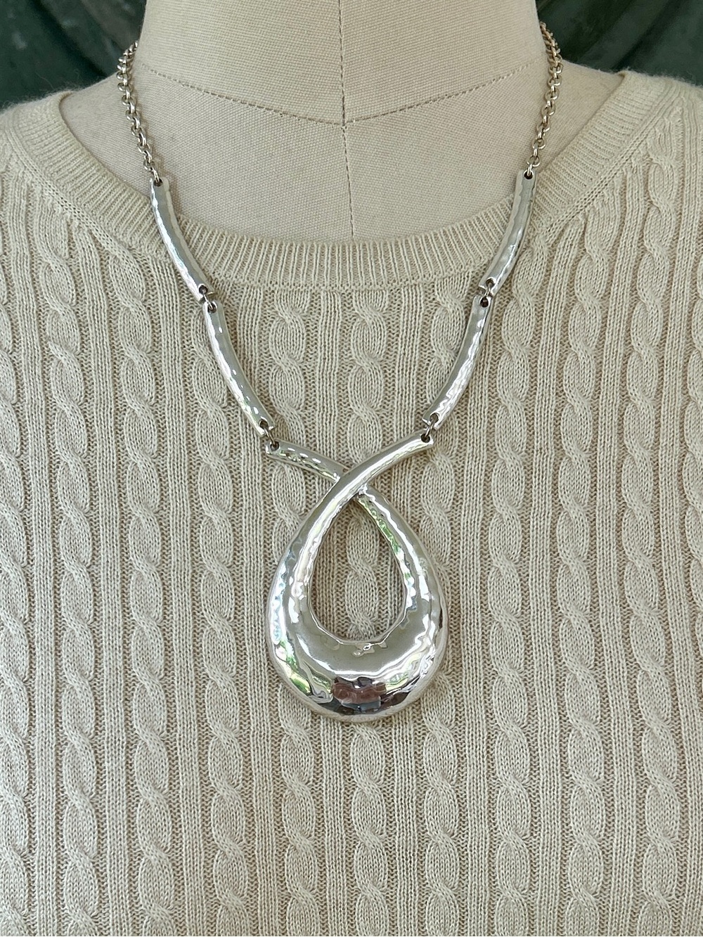Modern Statement Necklace with Hammered Finish